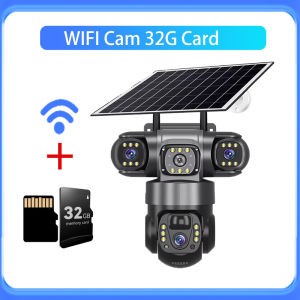 difang | 4G AOV Solar Camera 3 Screens WiFi Solar Camera Outdoor Wireless Auto Tracking 4G Sim Solar CCTV V380 Pro