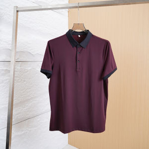 Summer Business Casual Silk Blend Polo Shirt Short Sleeve Printed Standard Fit Fashion Urban Style Youth Daily Wear China Made