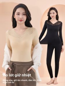 MiiOW | Bộ đồ lót giữ nhiệt siêu nhẹ cho nữ MiiOW Cat Person V-neck Long sleeve Ultra-light Warm Skincare Hyaluronic Acid Lotion
