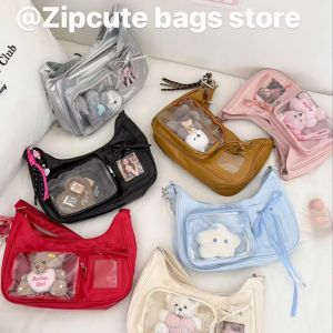 Harajuku Y2K Clear Transparent Ita Bag Korean Japanese Style Women Preppy School Daily Shoulder Crossbody Handbag Purse For Girl