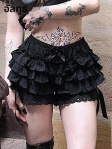 AltGoth Mall Goth Lolita กางเกงขาสั้นลูกไม้ผู้หญิงความงามน่ารักหวาน Bow Patchwork กางเกงขาสั้น Y2k E-สาว Emo ทางเลือก Kawaii ชุด