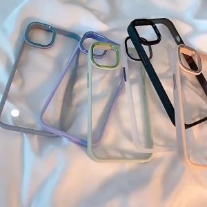 Luxury Metal Camera Lens Ring Case For iPhone 15 14 13 12 11 Pro Max X XS Max XR 7 8 Plus SE 2022 Transparent Shockproof Back Cover