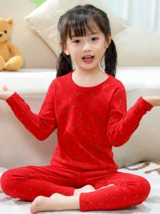 ชุดชั้นในเด็กผ้าฝ้ายแท้ ชุดกางเกงชั้นในฤดูใบไม้ร่วง/ฤดูหนาว สำหรับเด็กผู้ชายและเด็กผู้หญิง ลายการ์ตูน ระบายอากาศได้ดี อบอุ่น เหมาะกับฤดูใบไม้ร่วง/ฤดูหนาว