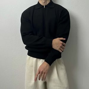 DAVID&ME | Knitted Solid Color Mens Polo Shirt