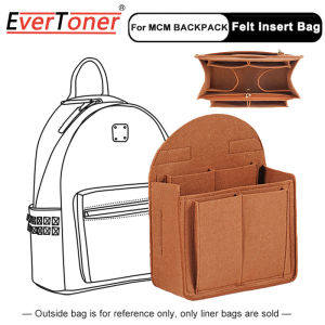 EverToner Felt Insert Organizer Bag for MCM Backpack Multiple Pockets Interior Insert Backpack Storage for Neat Tidy Storage Cosmetic Bag