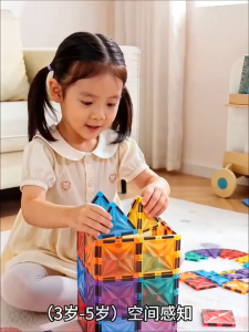 Childhood Unlimited Portable Magnetic Tiles Toy for Boys Girls Colorful Stacking Bricks Early Learning Educational Magnetic building Blocks Toy Large Particles Building Blocks Creative DIY Bricks Safe ABS Material Magnetic tiles Toy