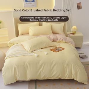 Japanese Simple Flannel Waterwashed Cotton Bedding 4-piece Set