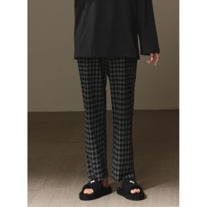 me home wear | Cotton Checkered Couple Sleep Pants Loose Fit Trousers