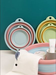 Foldable washbasin household student dormitory laundry basin portable compression travel foot washing basin baby washing basin