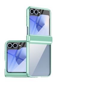 szhaiyu | Clear Electroplated Hinge Protection Phone Case For Samsung Galaxy Z Flip 8 7 FE 6 5 4 with Front Tempered Glass Film Hard Cover