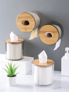 Hộp Đựng Khăn Giấy Phòng Tắm Hộp Đựng Khăn Giấy Hình Tròn Treo Tường Chống Thấm Nước Không Cần Đục Lỗ Hộp Đựng Khăn Giấy Tròn Phòng Khách