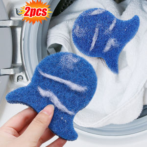 ลูกบอลกำจัดขนเหนียวรูปปลา เครื่องกำจัดขนสัดว์เลี้ยงเครื่องซักผ้า กำจัดเศษซากกระดาษ สำหรับครัวเรือน 2 ชิ้น/ชุด