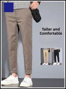 ROMON | Romon Mens Casual Cotton Pants Straight Leg Business Suit Thin Autumn Spring Style Nine Points Long Summer Leisure Trousers