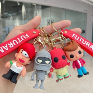 Futurama Keychain for Car Keys Anime Accessories Key Chain Doll Bender Robot Fry Leela Zoidberg Key Ring Charm Gift Wholesale