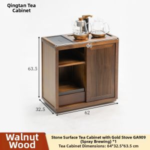 MANHAOSHI | Solid Wood Movable Integrated Tea Trolley