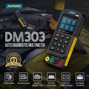 AUTOOL DM303 เครื่องวัดออสซิลโลสโคปดิจิทัล DM303 หลายมิเตอร์วิเคราะห์ การตรวจสอบแอมป์มิเตอร์ DM303 มีอะนาล็อกโอห์กับ K/can