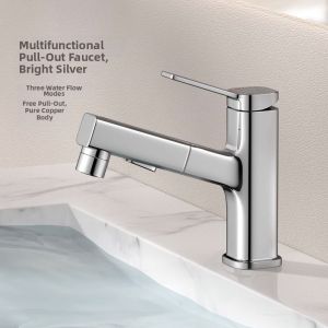 White Pull-out Basin Faucet Cold and Hot
