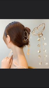 F4 Jepit Rambut Korea Bahan Logam dengan Rumbai Bintang Kupu Kupu Jedai Alloy Butterfly AM55