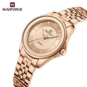 Naviforce Đồng Hồ Ban Đầu Cho Phụ Nữ 30M Waterpoof Thép Không Gỉ Tròn Đồng Hồ Đeo Tay Luminous Thương Hiệu Mới Giản Dị Đồng Hồ Chữ Số La Mã Quay Số Nf5067