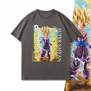 Bandai | Trendy Brand Cartoon Animation Dragon Ball Saiyan Wukong Joint Printing Short-sleeved Mens 2025 New Loose Cotton T-shirt