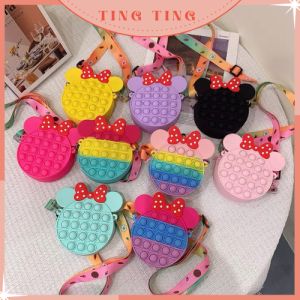 Túi đeo chéo pop it hình Mickey đáng yêu Túi đeo cho bé nhấn bong bóng silicon giải trí _ Ting Ting