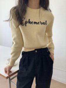NIHAOKANONG | Áo Sweater Ngắn Vintage Giảm Cân