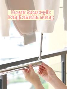 Jemuran Portable Lipat Dinding Stainless Steel Jemuran Gantung Untuk Balkon Kanopi Tiang Jemuran Bebas Pemasangan Tinggi