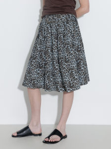Vintage Leopard Print A-line Skirt