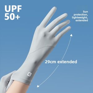 MONLEYTA | New Womens Sun Protection Gloves Thin Ice Silk Driving Touchscreen Compatible Mid-Length Summer UV Protection Bicycle Riding