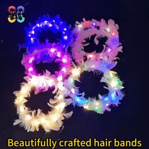 Colorful elf luminous headband (made of feather material with 10 LED lights) suitable for parties/Christmas and other occasions.
