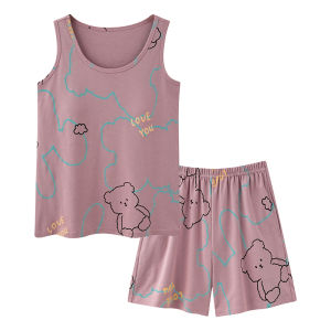 MiiOW | Bộ đồ ngủ cotton mùa hè 2024 dành cho nữ có đệm ngực quần short áo vest mặc ở nhà phong cách ngọt ngào dễ thương thoải mái