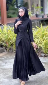 ชุดอิสลาม เดรสยาว ชุดเดรสมุสลิม รุ่นจีน่าพลีท เดรสใส่รายอ ชุดใส่งานแต่ง เดรสธีมเพื่อนเจ้าสาว ชุดใส่ออกงาน