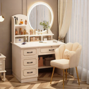 Elegant and Luxurious Small Space Compatible Makeup Vanity with Drawer