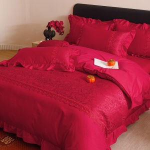 Wedding Red Cotton Comfort Bedding Set