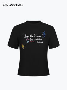 ANN ANDELMAN | Casual Fitted Round Neck Graffiti Print T-Shirt