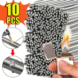 10pcs Aluminum Welding Rods Flux Cored Wire Steel Copper Melt Wire Rod Low Temperature Easy Melt Bars Cored Wire Rod Solder Repair Holes Hand Tools