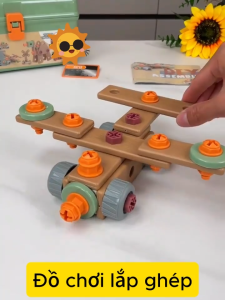 Bộ Đồ Chơi Lắp Ghép Kĩ Sư Cơ Khí Cho Bé Trai - Máy Khoan Mini Cờ Lê Ốc Vít Nhựa An Toàn Cho Bé