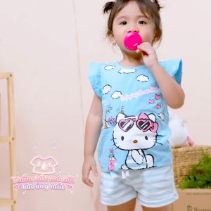 Đồ bộ bé gái Hello Kitty BOMINES quân ngắn mùa hè cho bé 3- 12 tuổi 12- 36kg DBSBGKITTYMAY