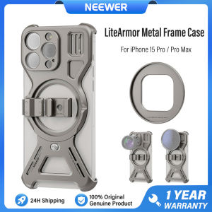 NEEWER LiteArmor Metal Frame Case for iPhone 15 Pro Max Phone Cage Video Rig with 67mm Filter Adapter PA067/PA068