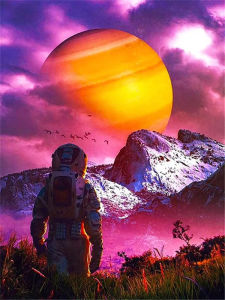 BILIBILI | Oil Painting By Numbers Kits Astronauts and Flower Patterns Number Drawing Canvas DIY Pictures By Numbers Home Decor