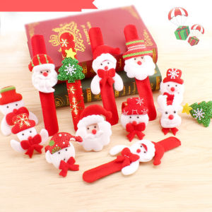 12/24PCS Red Slap Circle Bracelets Santa Elk Kids Gifts Christmas Ornaments 2025 Christmas Party Favor Xmas Gifts New Year Decor