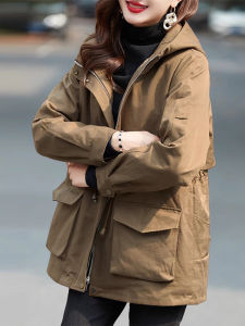 Shalldoer | Fashion Trendy Mid-length Trench Coat for Petite Middle-aged Women