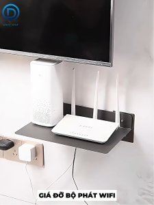 Kệ dán tường để camera router wifi TV Box máy chiếu LH-7333 chất liệu thép carbon + kèm miếng dán bộ tắc kê