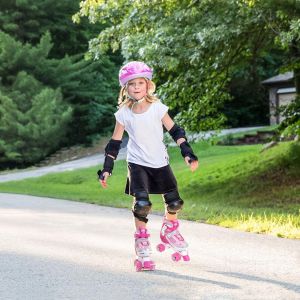 Kids Roller Skates Size Adjustable Double Row Skates Two Line PU Roller Skate Shoes Child Teenagers 4 Wheels