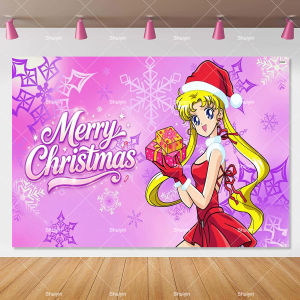 Beast Kingdom | Cartoon S-Sailor Moon Backdrop Girls Birthday Decorations Party Supplies Baby Shower Pink Decor Background Photo Shoot Prop Gift