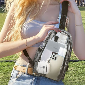 TINYAT Túi Đeo Chéo PVC Trong Suốt Dành Cho Nữ Túi Đeo Vai Mỏng Túi Đeo Ngực Chống Nước Có Dây Kéo USB Túi Đeo Ngực Thời Trang Dành Cho Lễ Hội Âm Nhạc Thể Thao
