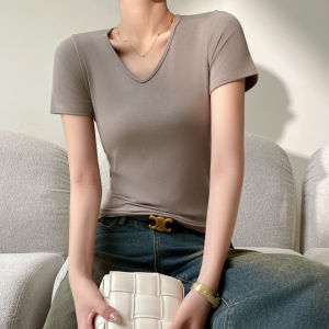 Slim Fit Modal V-Neck Short Sleeve T-Shirt Womens Summer New Style Outerwear Fashionable Base Shirt Large Size Cool Feeling