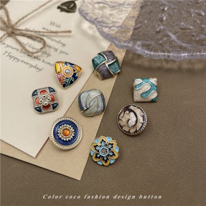 Epoxy Resin Enamel Drip Glue Metal Buttons Womens Open Cardigan Coat Vintage Style Clothing Accessories by Color Coco