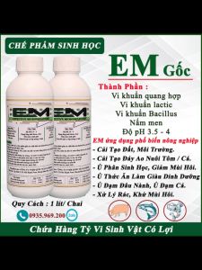 chế phẩm sinh học EM gốc vi sinh ủ yếm khí xử lý chất hữu cơ dư thừa mùn bã hạ khí độc ao nuôi cá cảnh tép cảnh . chai 1 lít
