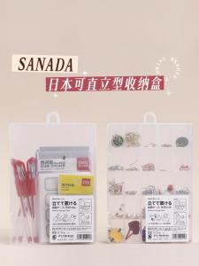 Sanada Japanese Made โปร่งแสง กล่องเก็บของพร้อมฝาพับ 25 กริดขนาดเล็กประเภทคลิปออแกไนเซอร์ที่สมบูรณ์แบบสําหรับใช้ในสํานักงาน